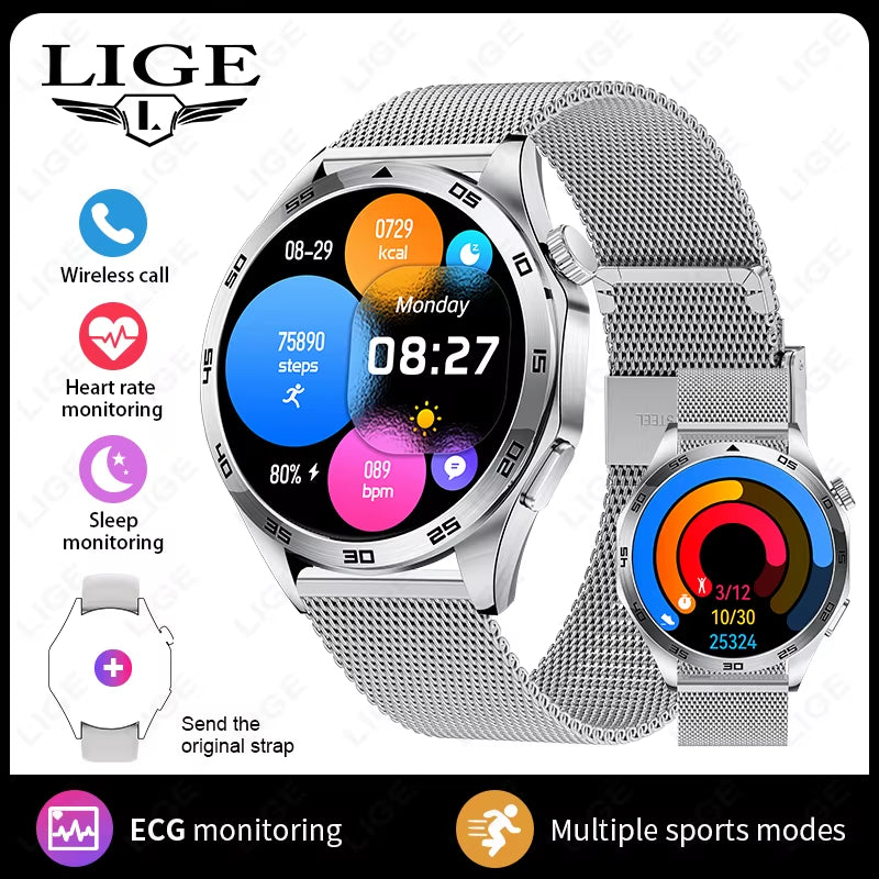 2025 New Smart Watch with ECG Men Blood Pressure Heart Rate Monitoring Sports Watch Bluetooth Call Health Smartwatch for Xiaomi