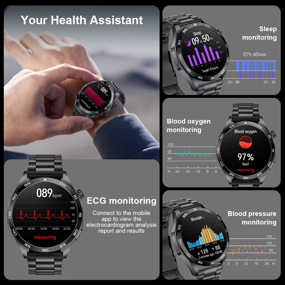 2025 New Smart Watch with ECG Men Blood Pressure Heart Rate Monitoring Sports Watch Bluetooth Call Health Smartwatch for Xiaomi