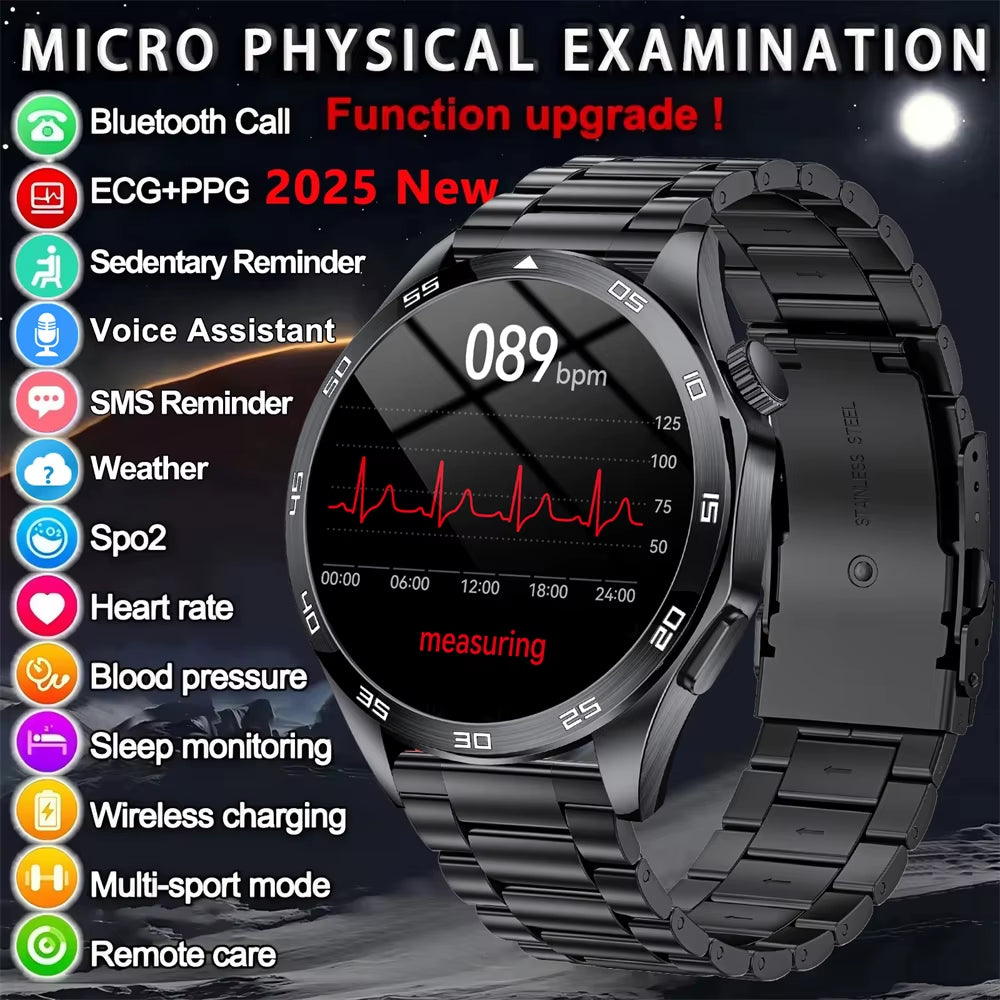 2025 New Smart Watch with ECG Men Blood Pressure Heart Rate Monitoring Sports Watch Bluetooth Call Health Smartwatch for Xiaomi