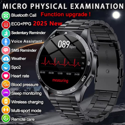 2025 New Smart Watch with ECG Men Blood Pressure Heart Rate Monitoring Sports Watch Bluetooth Call Health Smartwatch for Xiaomi